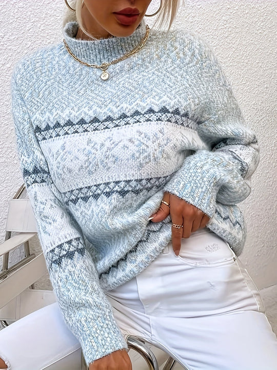 Lotte - Festelijke Rollkragenpullover met Sneeuwvlokken voor de Feestdagen