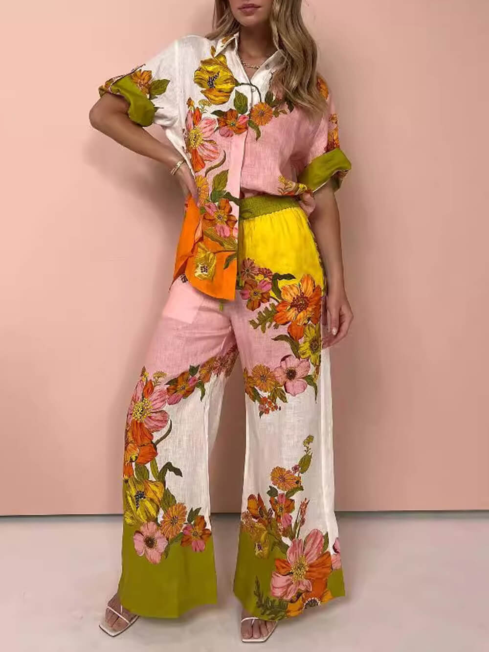 Dames Vintage Bloemenprint Outfit Set Retro Flair - Emma-1