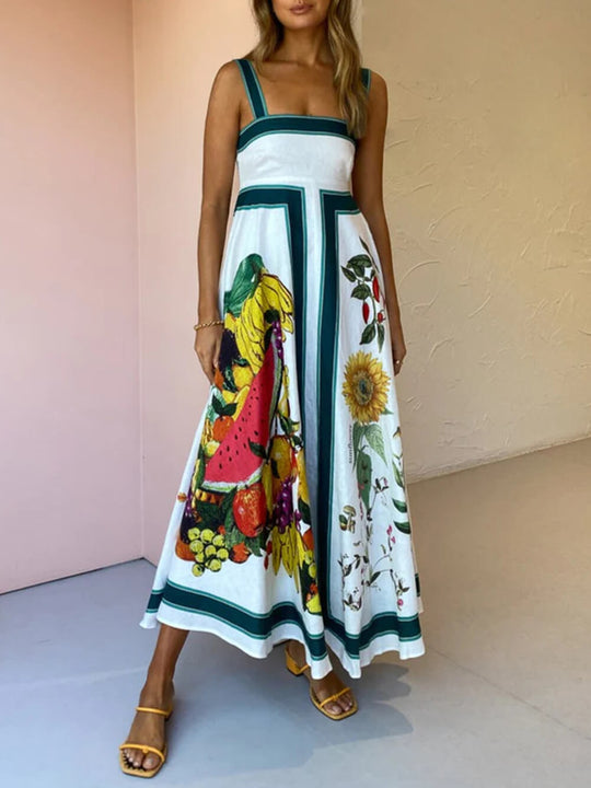 Dames Maxi Jurk Botanische Print Elegante A-lijn Zomerjurk - Sophie-3