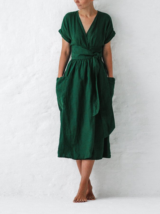 Variant image for Dames Lange Jurk Elegant Linnen Vetersluiting - Elysia-4