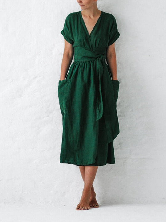 Variant image for Dames Lange Jurk Elegant Linnen Vetersluiting - Elysia-4