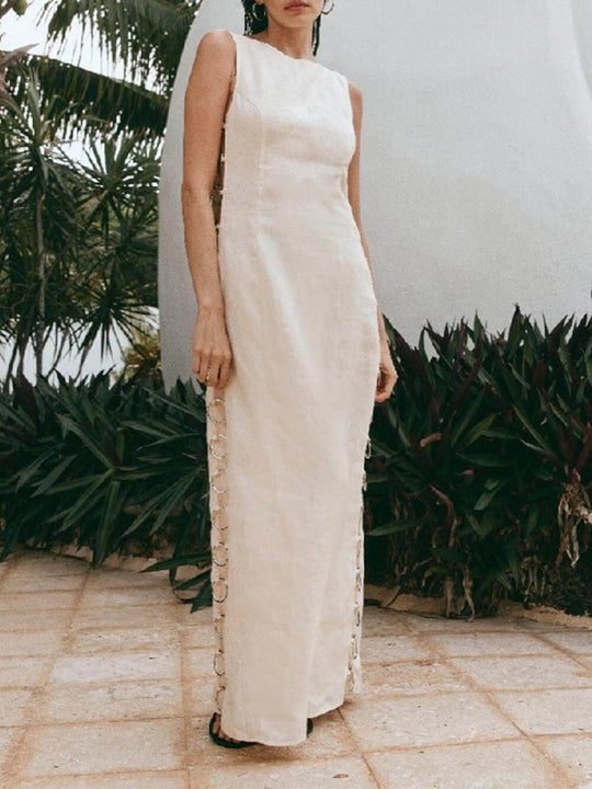 Variant image for Dames Mouwloze Maxi-Jurk met Abstracte Borduursels - Zomerstijl-5