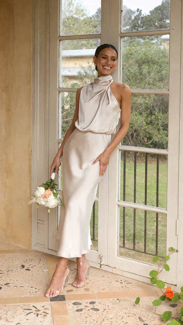 Variant image for Dames Zwarte Lange Jurk Elegante Drapering - Belle-1