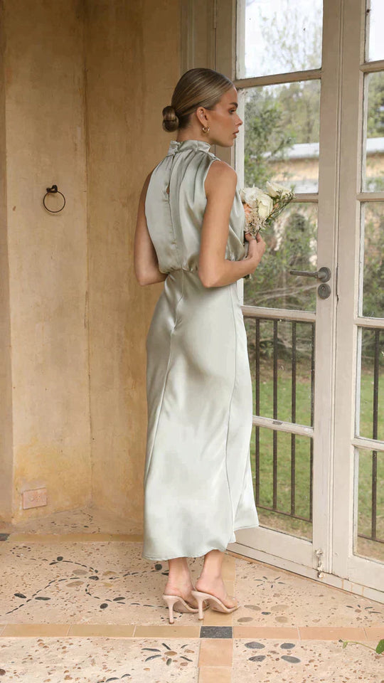 Dames Zwarte Lange Jurk Elegante Drapering - Belle-4