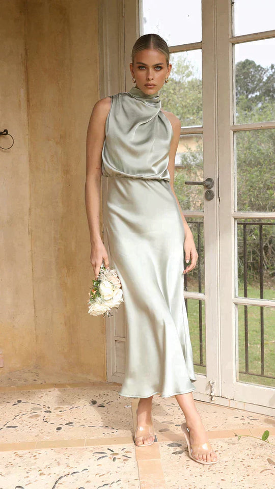 Dames Zwarte Lange Jurk Elegante Drapering - Belle-3