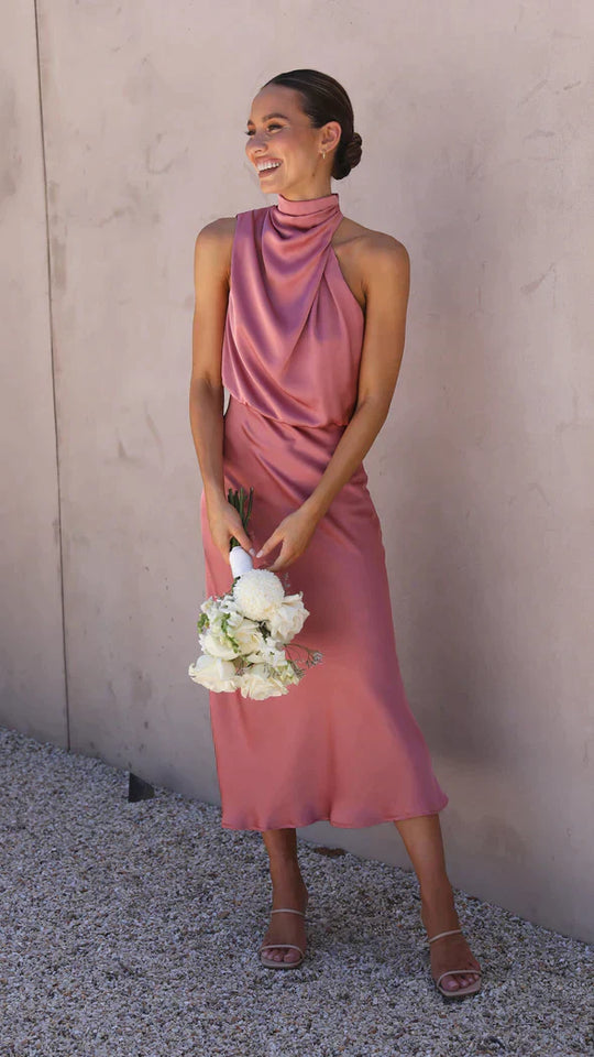 Dames Zwarte Lange Jurk Elegante Drapering - Belle-6