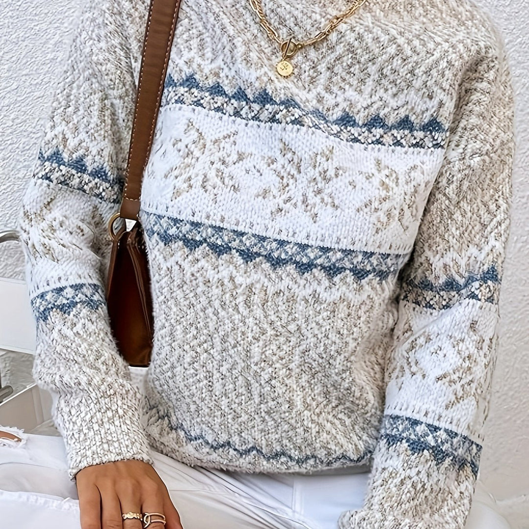 Lotte - Festelijke Rollkragenpullover met Sneeuwvlokken voor de Feestdagen