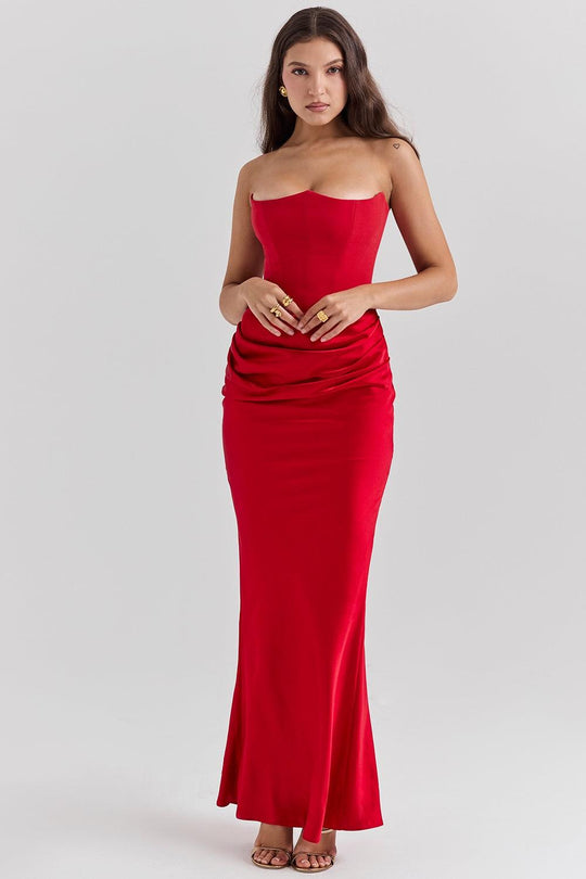 Dames Galajurk met Corset en Gedrapeerde Rok - Ava-5