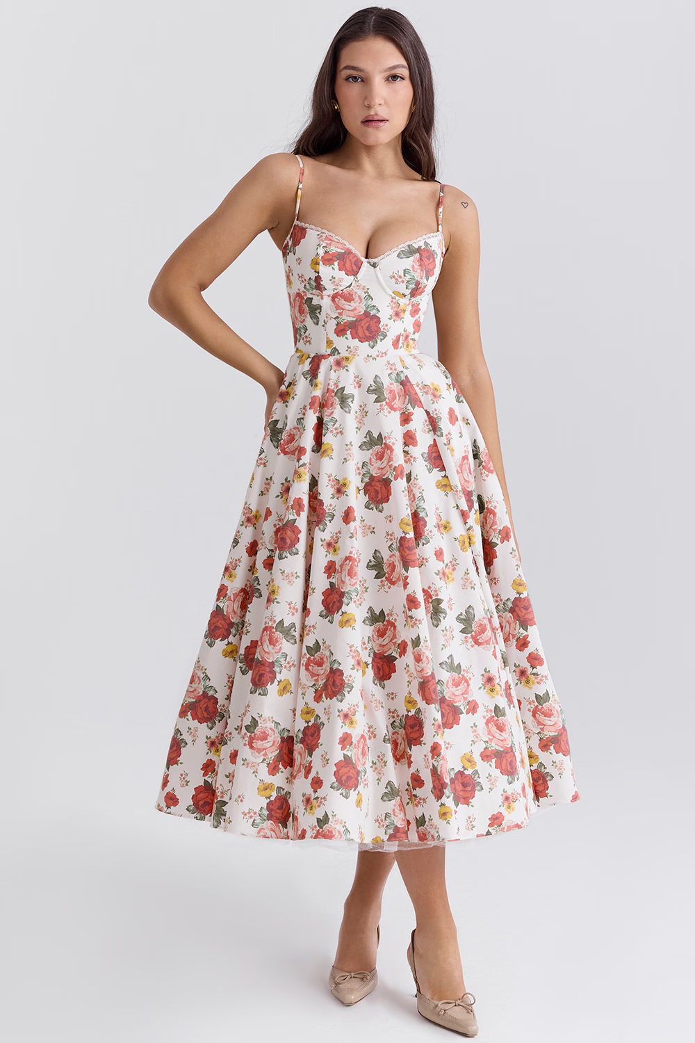 Variant image for Dames Midi Jurk Elegante Mademoiselle Stijl met Tule en Verstelbare Bandjes - Sylvana-29