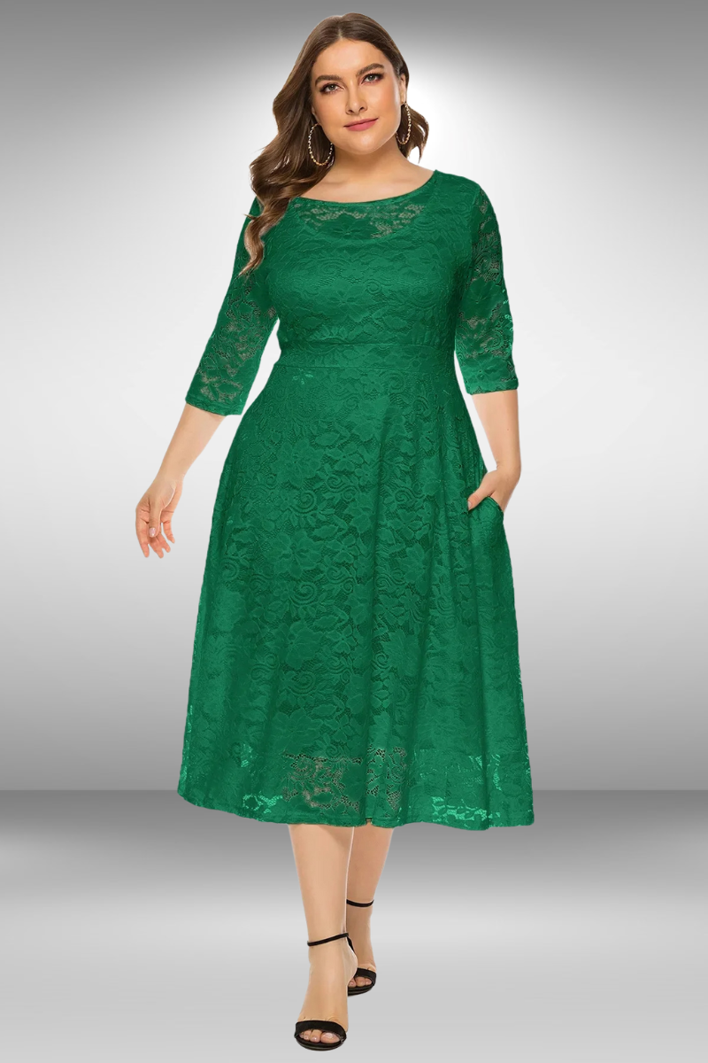 Variant image for Dames Kanten Zomerjurk Plus Size Elegante Pasvorm - Ava-13