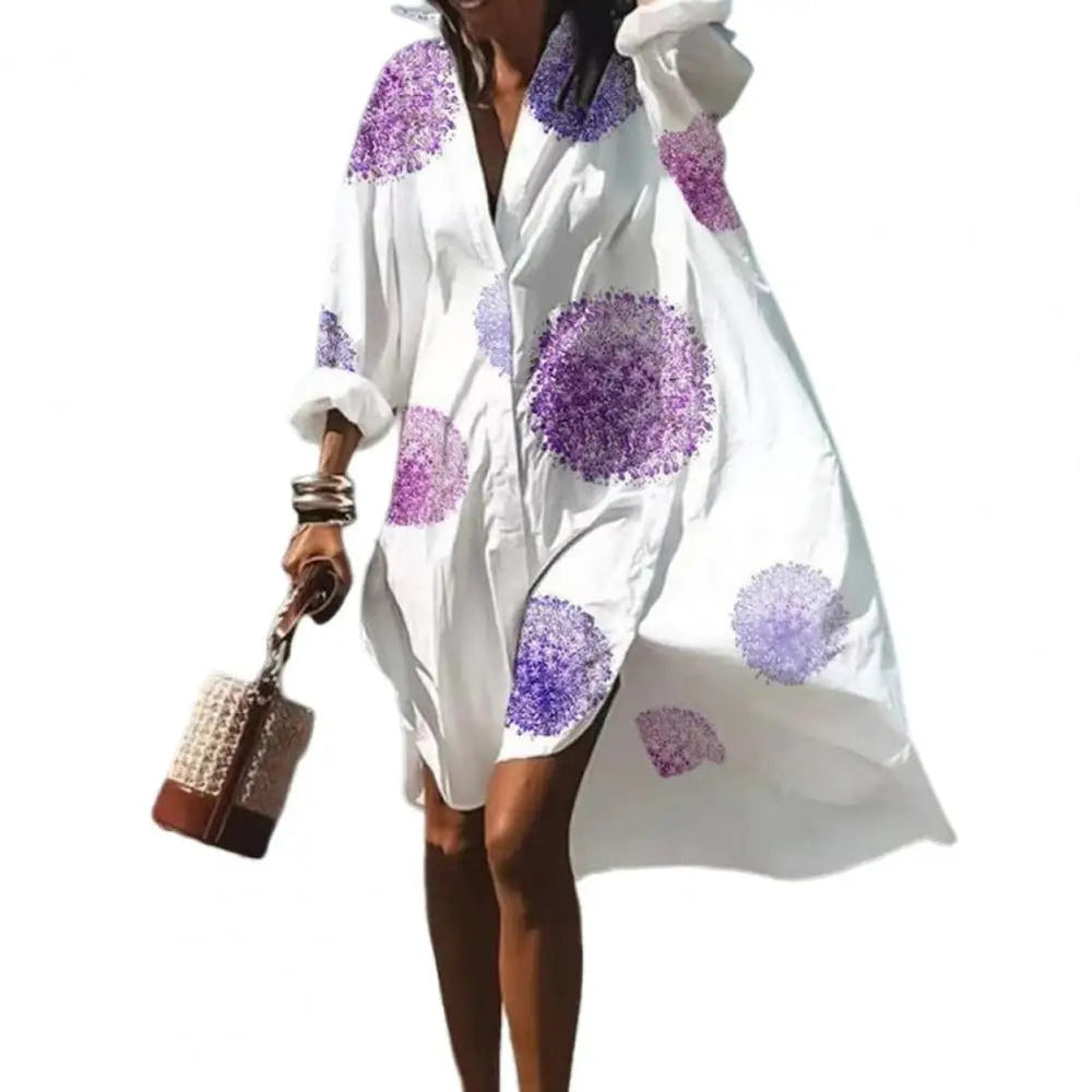 Dames Wijdvallende Zomerjurk Bohemian Print Met Lange Mouwen - Sorelle-2