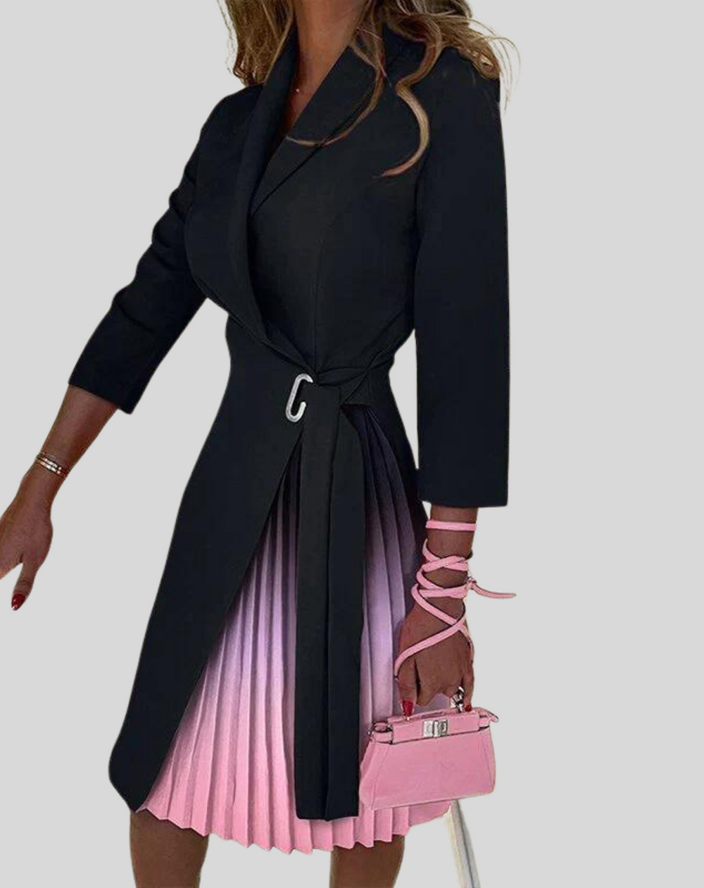 Variant image for Dames Blazerjurk Geplooid met Knoopsluiting - Elegant Plissé Rok-26