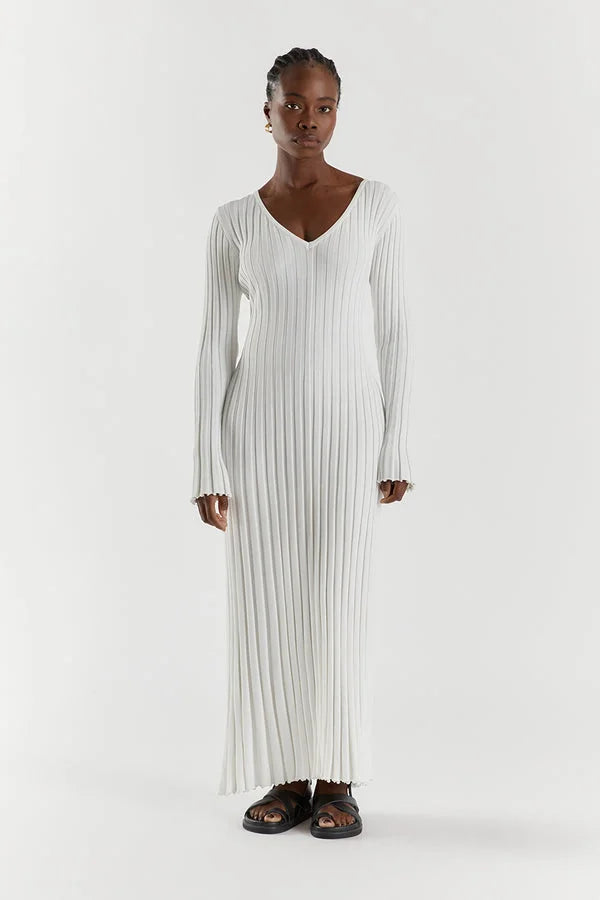Variant image for Dames Midi-Jurk V-hals Gebreid Stijlvol en Comfortabel - Luna-8