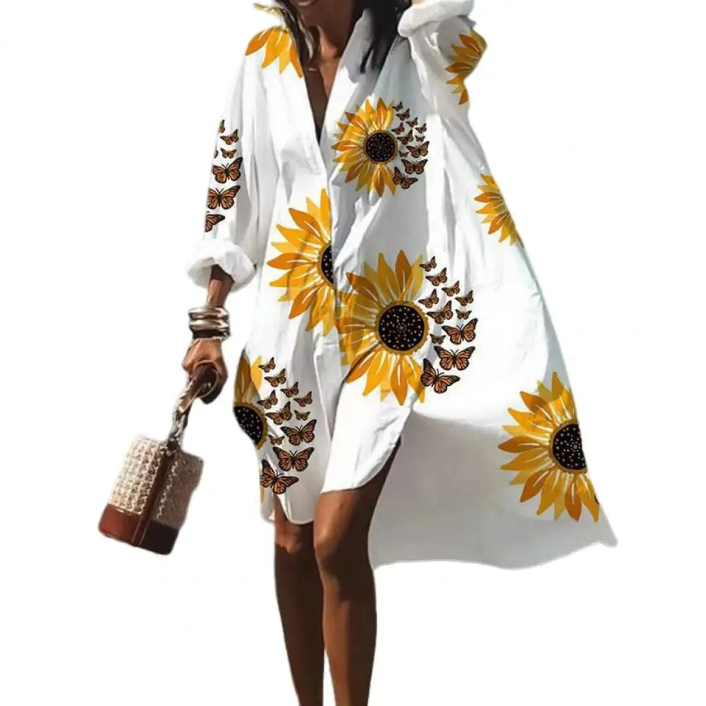 Dames Wijdvallende Zomerjurk Bohemian Print Met Lange Mouwen - Sorelle-3