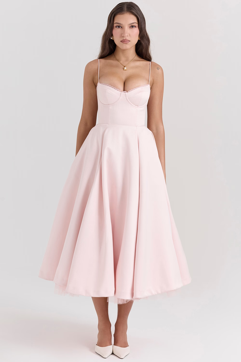 Dames Midi Jurk Elegante Mademoiselle Stijl met Tule en Verstelbare Bandjes - Sylvana-4