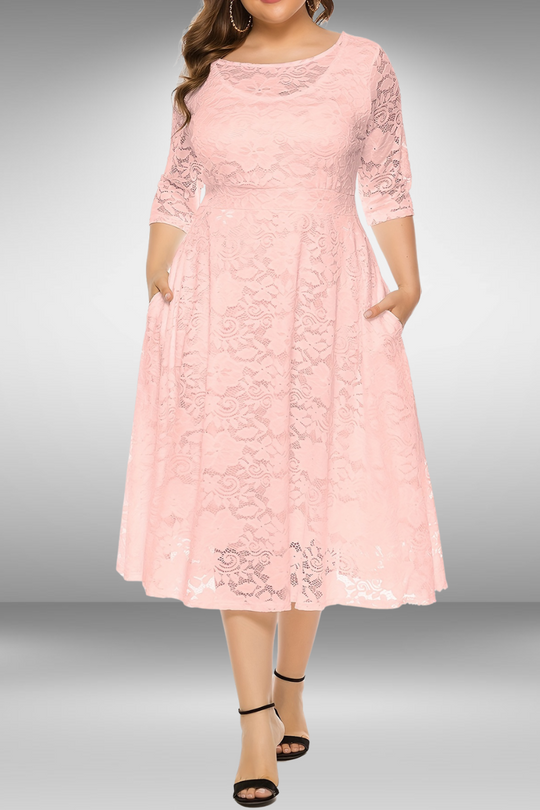 Dames Kanten Zomerjurk Plus Size Elegante Pasvorm - Ava-6