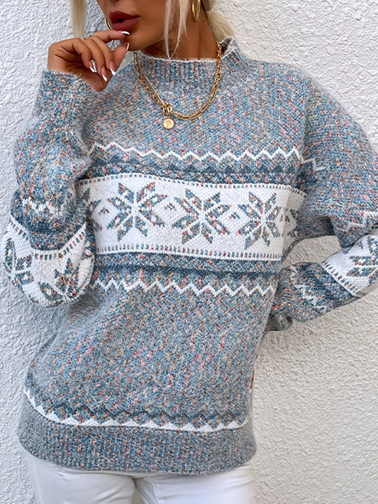 Lotte - Festelijke Rollkragenpullover met Sneeuwvlokken voor de Feestdagen