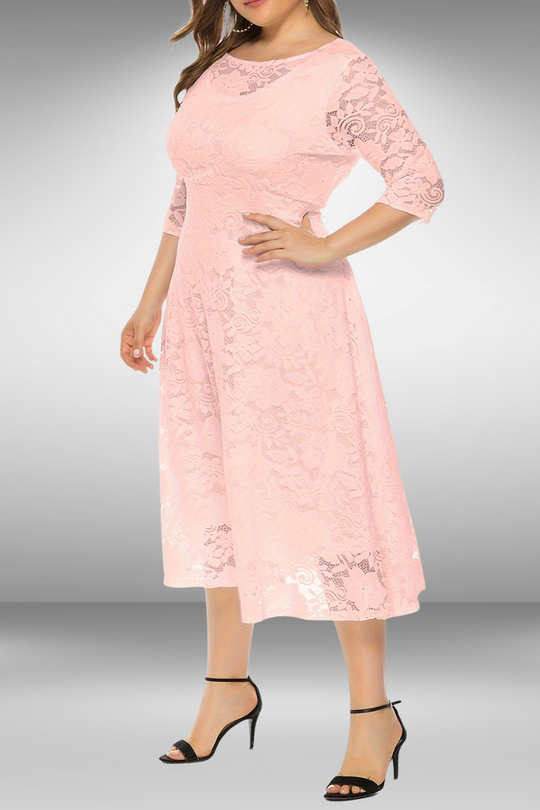Dames Kanten Zomerjurk Plus Size Elegante Pasvorm - Ava-5
