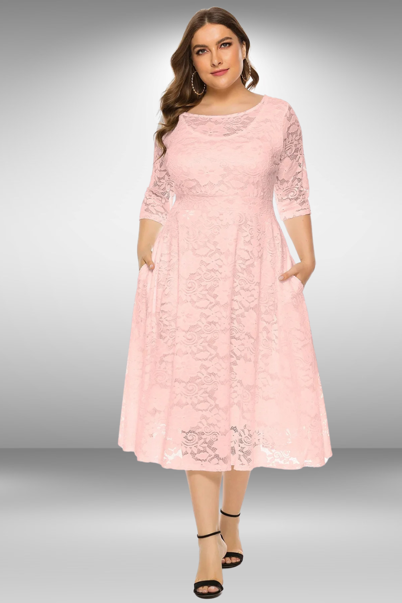 Variant image for Dames Kanten Zomerjurk Plus Size Elegante Pasvorm - Ava-7