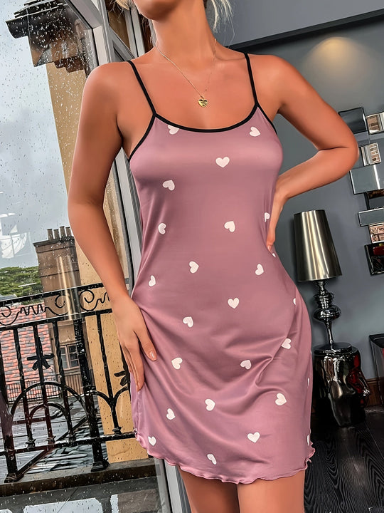 Variant image for Dames Nachtkledingjurk Hartprint Ruches Ademend Comfort - Nina-3