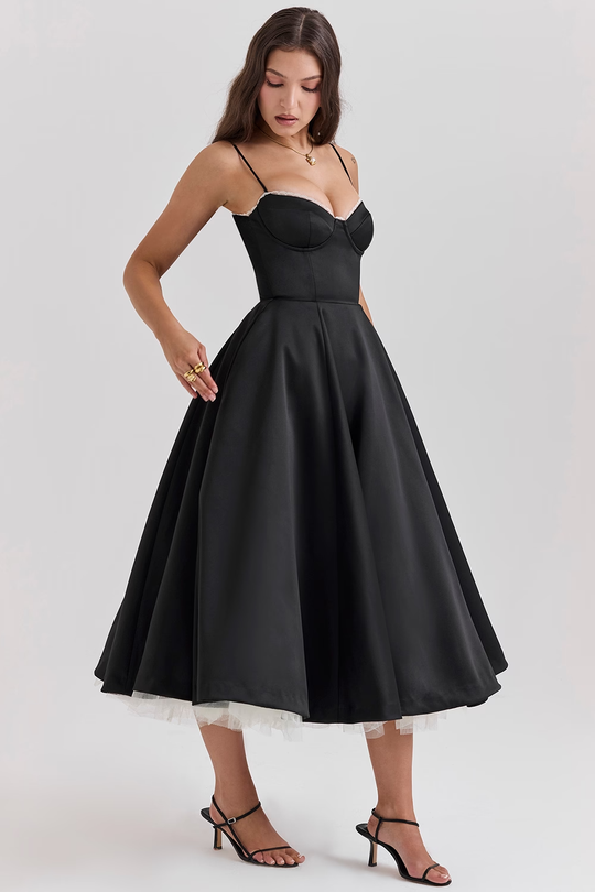 Variant image for Dames Galajurk Elegant Satijnen Sweetheart Halslijn met Tule - Seraphine-5