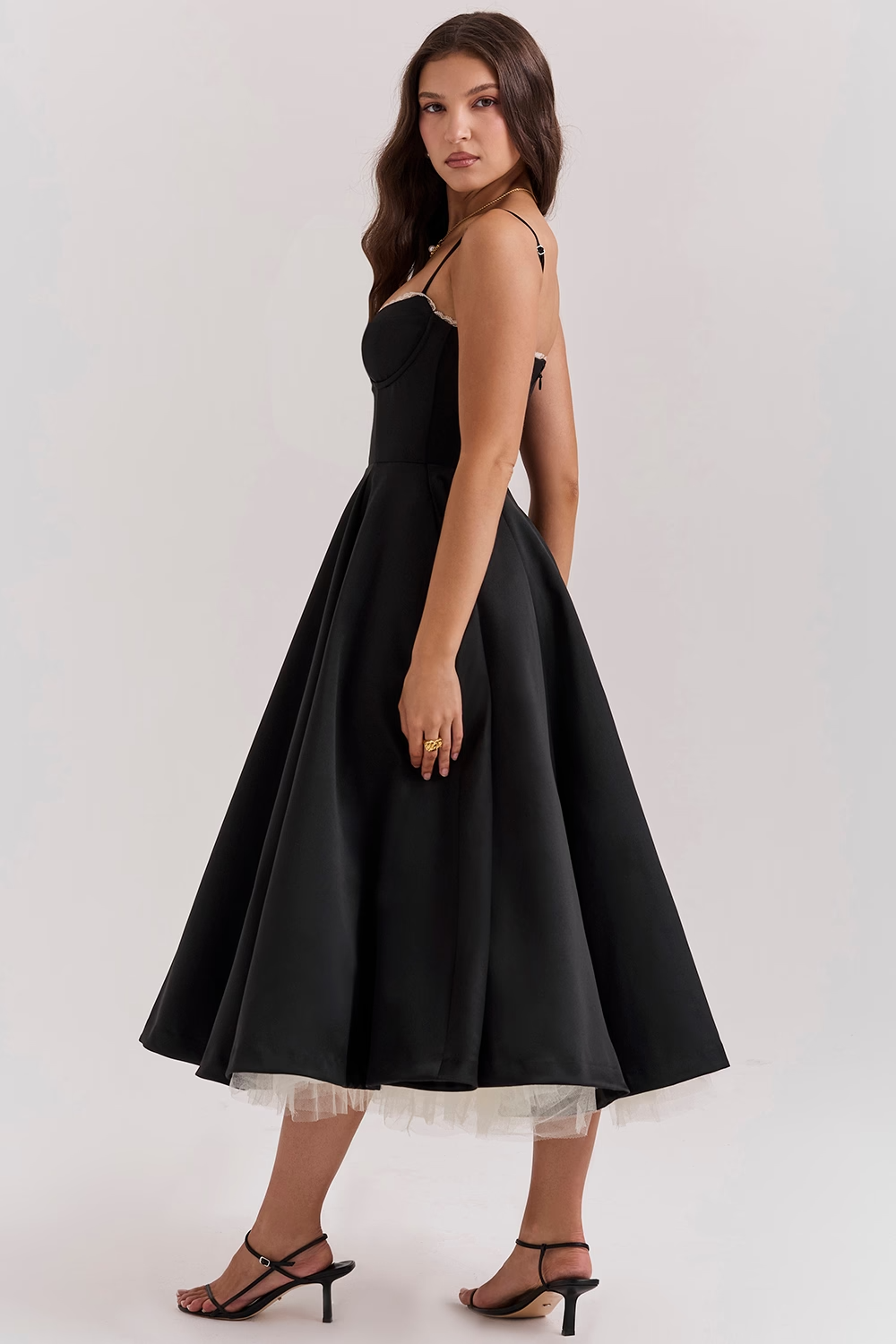 Dames Galajurk Elegant Satijnen Sweetheart Halslijn met Tule - Seraphine-5