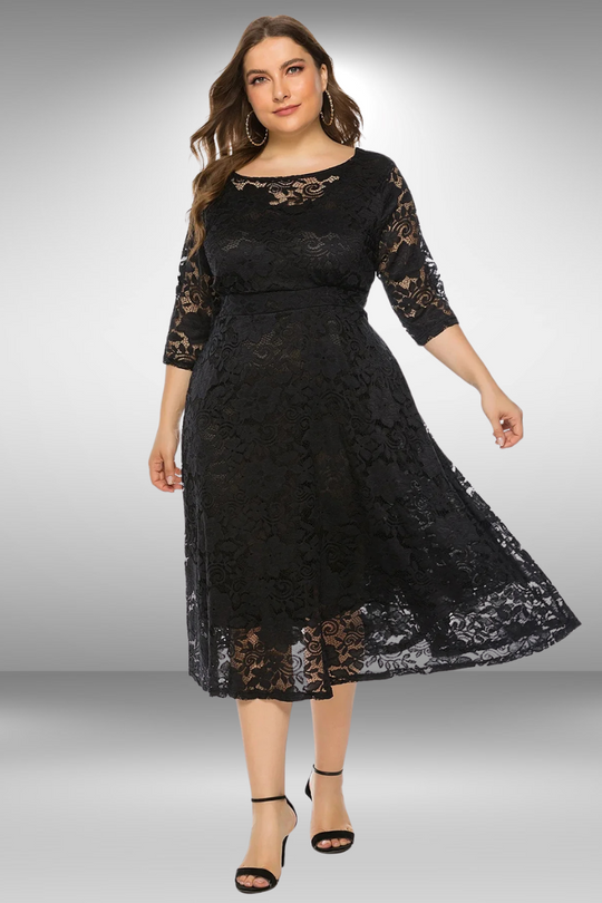 Dames Kanten Zomerjurk Plus Size Elegante Pasvorm - Ava-1