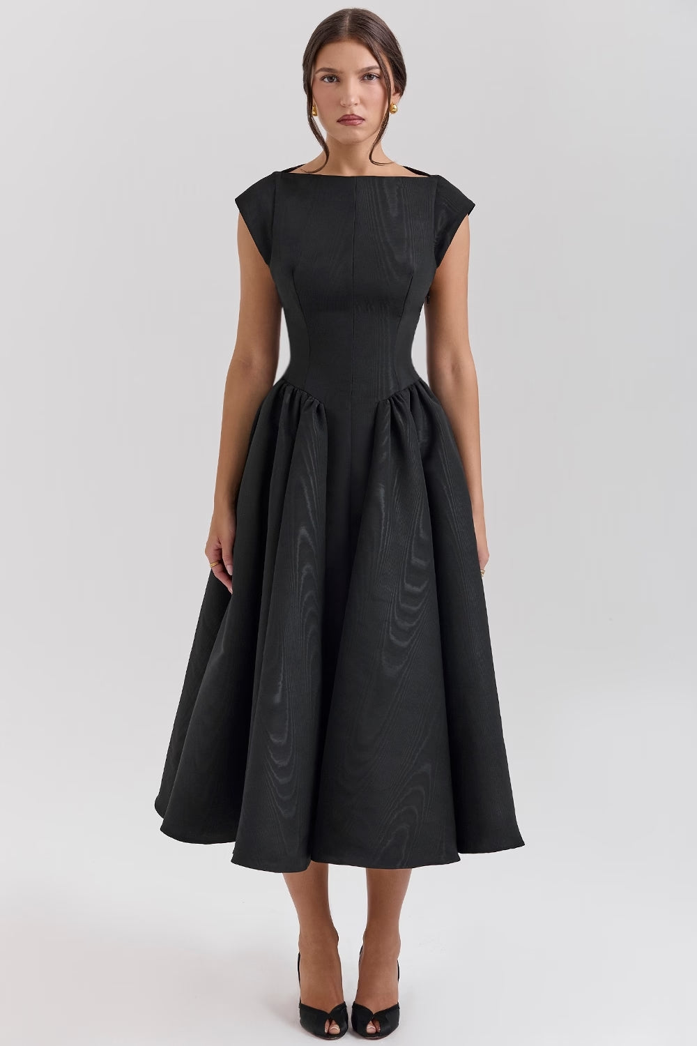 Zwarte Dames Jurk Elegante Flatterende Taille - Victoria-1