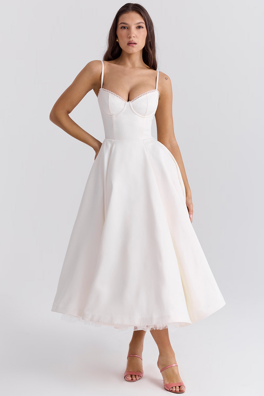 Variant image for Dames Midi Jurk Elegante Mademoiselle Stijl met Tule en Verstelbare Bandjes - Sylvana-15