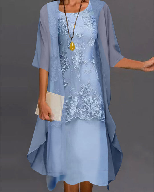 Variant image for Dames Lange Chiffon Jurk Elegant Tweedelig Ontwerp - Rishta-1