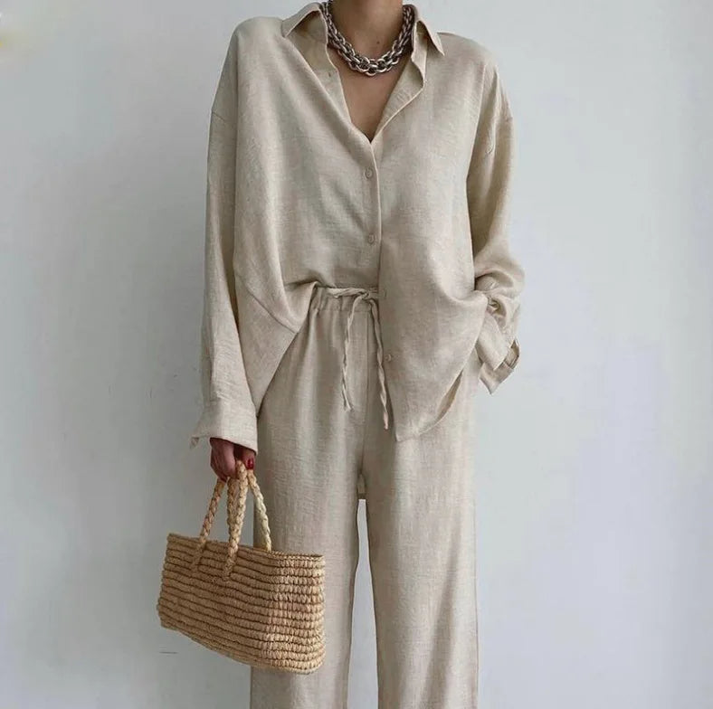 Variant image for Dames Tweedelig Pak Casual Chic Met Losse Blouse - Ava-1