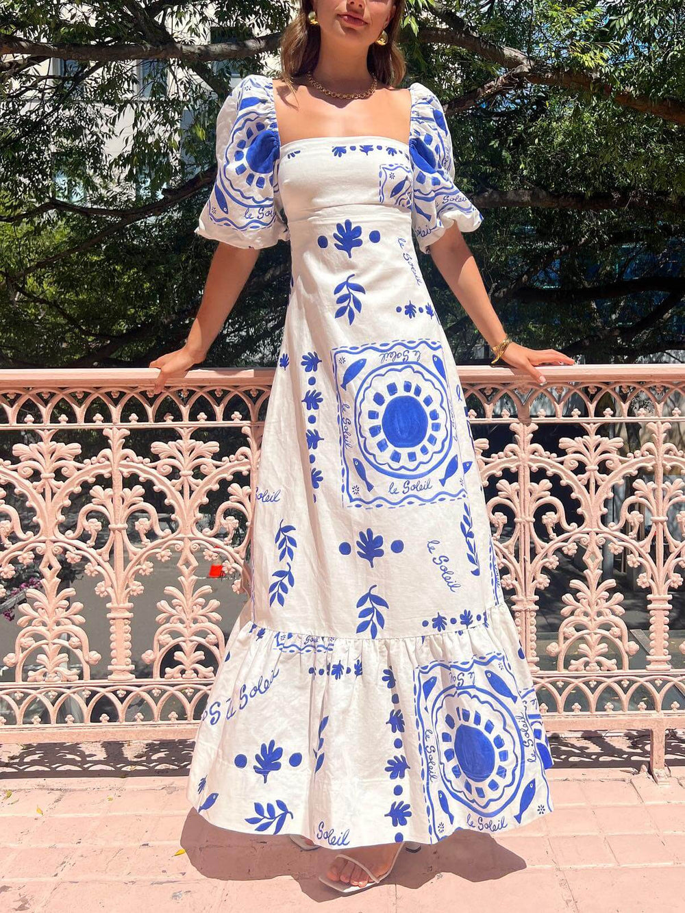 Dames Maxi Jurk Luchtige A-Lijn met Elegante Vierkante Hals - Sofia-2