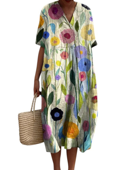 Dames Zomerjurk Bloemenprint Luchtige Stof Flatterende Pasvorm - Emma-1