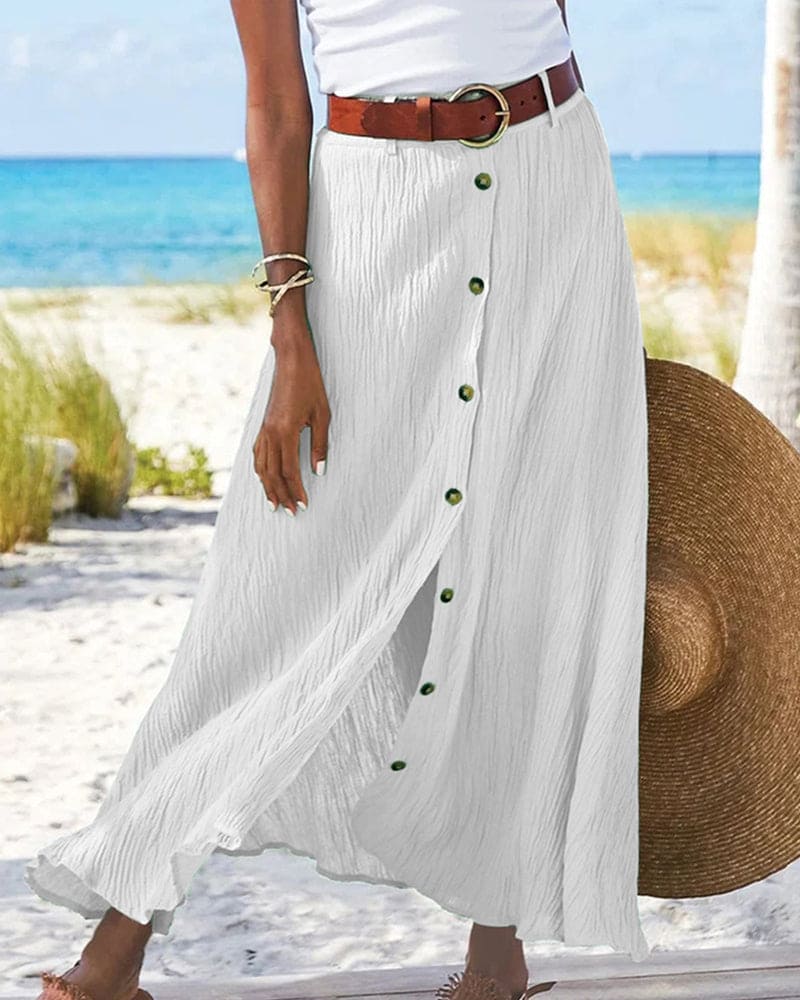 Dames Lange Rok Elegante A-Lijn Monochroom - Lotte-6