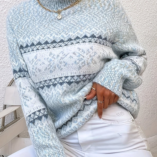 Lotte - Festelijke Rollkragenpullover met Sneeuwvlokken voor de Feestdagen