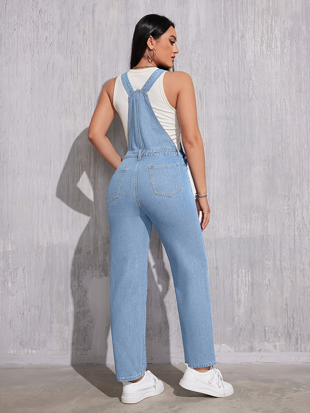 Dames Overalls Effen Lichtblauw Comfortabele Regular Fit - Evelien-3