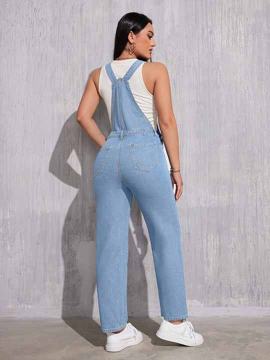 Dames Overalls Effen Lichtblauw Comfortabele Regular Fit - Evelien-3