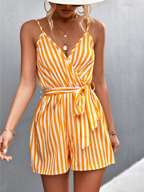 Dames Jumpsuit Mouwloos V-hals Streepdesign - Zomerstijl-1