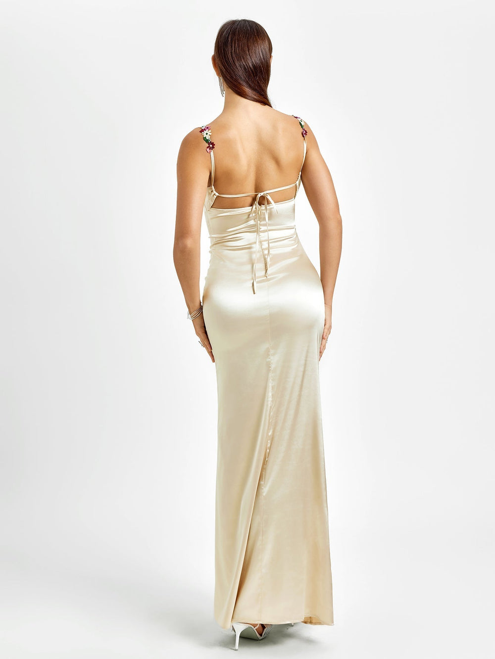 Dames Maxi Jurk Elegante Drapering met Romantische Bloemen - Amara Fleur-2