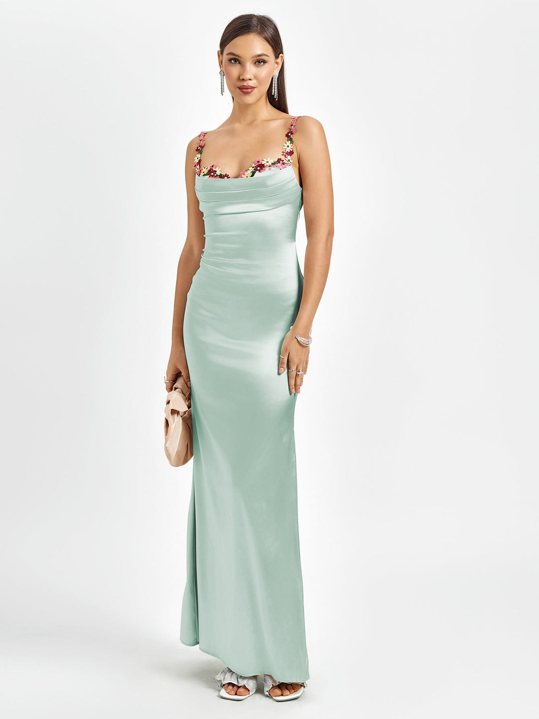 Variant image for Dames Maxi Jurk Elegante Drapering met Romantische Bloemen - Amara Fleur-5
