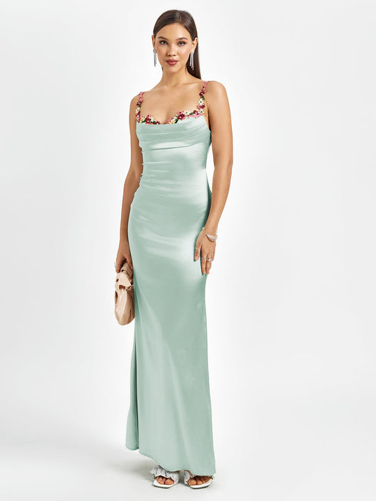Variant image for Dames Maxi Jurk Elegante Drapering met Romantische Bloemen - Amara Fleur-5