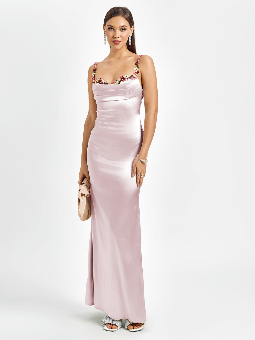 Variant image for Dames Maxi Jurk Elegante Drapering met Romantische Bloemen - Amara Fleur-9