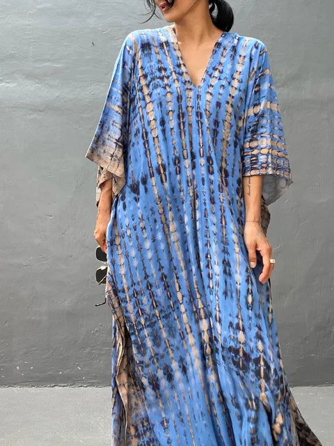 Dames Kaftan Maxi Jurk Exotische Print Ademend Zomerjurk - Lisa-2