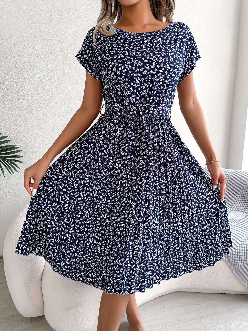 Dames Zomerjurk Bloemenprint Elegante Stijl - Emma-3
