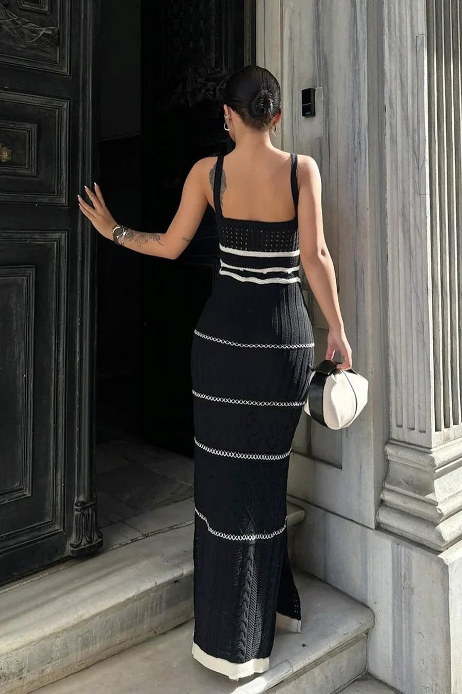 Dames Maxi Jurk Mouwloos V-Hals Gehaakte Details - Zomer Elegantie-5