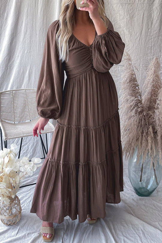 Variant image for Dames Maxi Jurk V-Hals met Strikdetail en Uitsnijdingen - Alessia-9