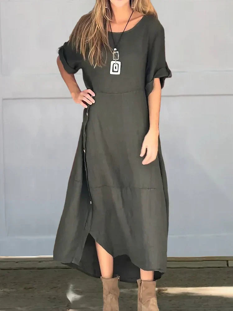Dames Lange Zomerjurk Ademend Comfortabel Ontwerp - Meah-2