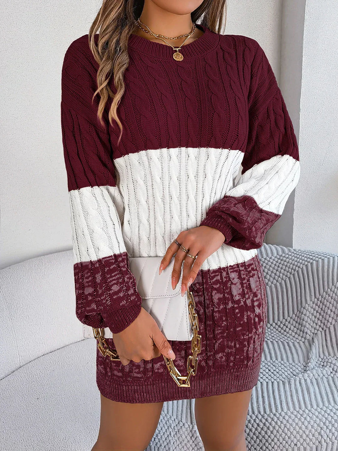 Dames Sweater Jurk Comfortabele Minimalistische Stijl - Danique-5