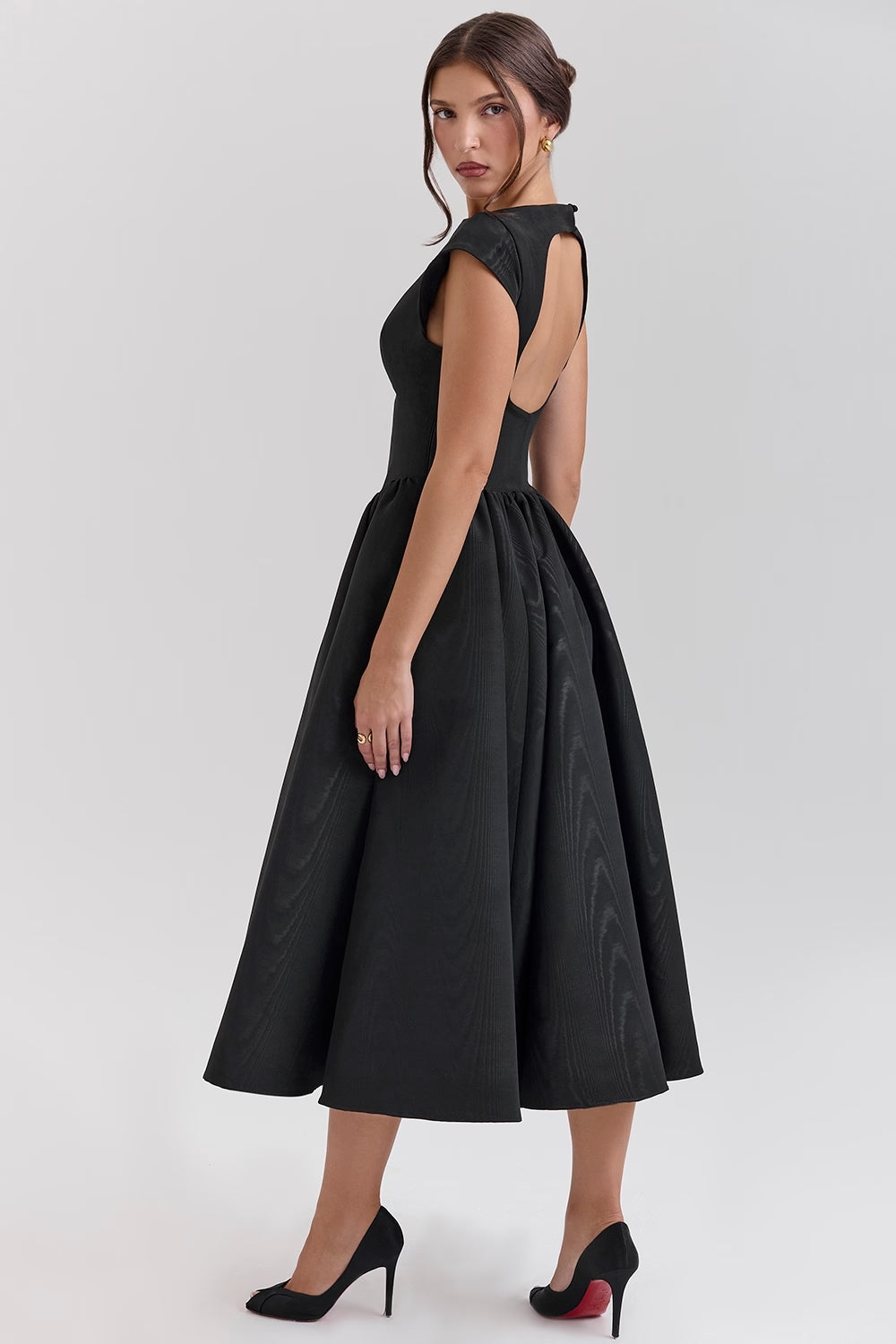 Zwarte Dames Jurk Elegante Flatterende Taille - Victoria-4