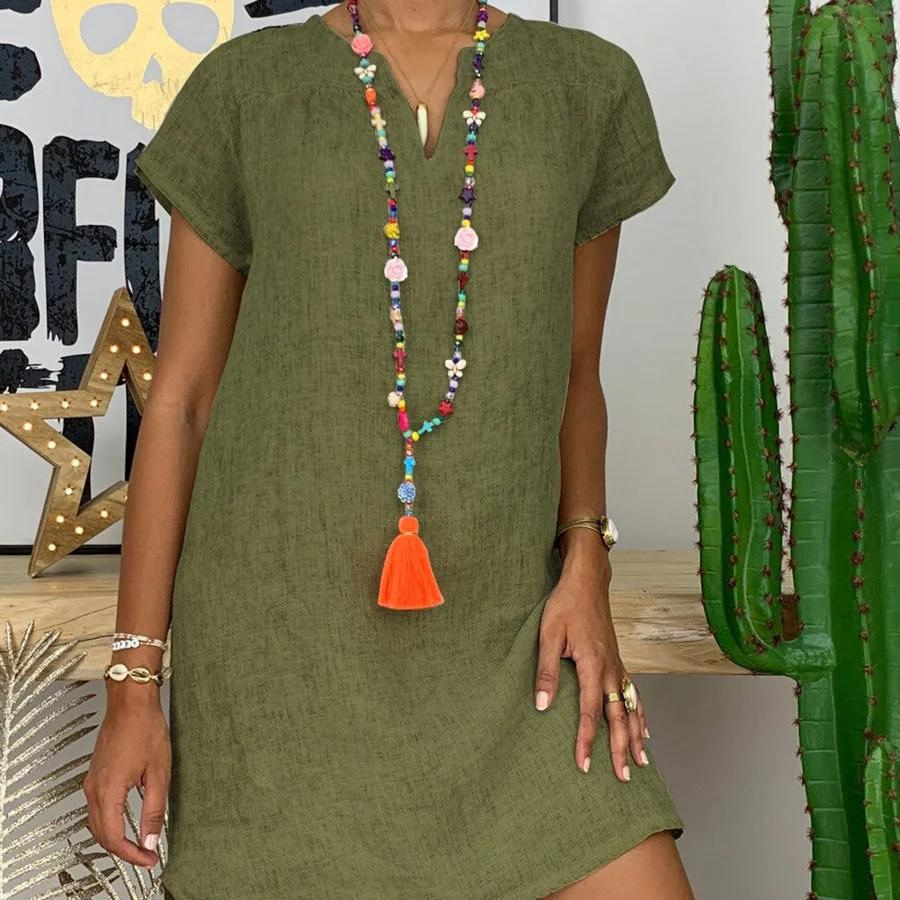 Variant image for Dames Jurk Katoen en Linnen Luchtige Stijl voor Zomer - Emma-9